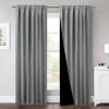 imageNICETOWN 100 Blackout Window Curtain Panels Cold and Full Light Blocking Drapes with Black Liner for Nursery 84 Inches Drop Thermal Insulated Draperies Pure White 2 Pieces 52 inches WideSilver Grey