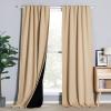 imageNICETOWN 100 Blackout Window Curtain Panels Cold and Full Light Blocking Drapes with Black Liner for Nursery 84 Inches Drop Thermal Insulated Draperies Pure White 2 Pieces 52 inches WideBiscotti Beige