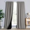 imageNICETOWN 100 Blackout Window Curtain Panels Cold and Full Light Blocking Drapes with Black Liner for Nursery 84 Inches Drop Thermal Insulated Draperies Pure White 2 Pieces 52 inches WideSilver Grey
