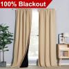 imageNICETOWN 100 Blackout Window Curtain Panels Cold and Full Light Blocking Drapes with Black Liner for Nursery 84 Inches Drop Thermal Insulated Draperies Pure White 2 Pieces 52 inches WideBiscotti Beige