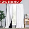 imageNICETOWN 100 Blackout Window Curtain Panels Cold and Full Light Blocking Drapes with Black Liner for Nursery 84 Inches Drop Thermal Insulated Draperies Pure White 2 Pieces 52 inches WidePure White