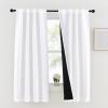 imageNICETOWN 100 Blackout Window Curtain Panels Cold and Full Light Blocking Drapes with Black Liner for Nursery 84 Inches Drop Thermal Insulated Draperies Pure White 2 Pieces 52 inches WidePure White