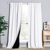 imageNICETOWN 100 Blackout Window Curtain Panels Cold and Full Light Blocking Drapes with Black Liner for Nursery 84 Inches Drop Thermal Insulated Draperies Pure White 2 Pieces 52 inches WidePure White