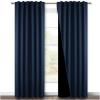 imageNICETOWN 100 Blackout Window Curtain Panels Cold and Full Light Blocking Drapes with Black Liner for Nursery 84 Inches Drop Thermal Insulated Draperies Pure White 2 Pieces 52 inches WideNavy