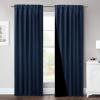 imageNICETOWN 100 Blackout Window Curtain Panels Cold and Full Light Blocking Drapes with Black Liner for Nursery 84 Inches Drop Thermal Insulated Draperies Pure White 2 Pieces 52 inches WideNavy