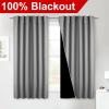 imageNICETOWN 100 Blackout Window Curtain Panels Cold and Full Light Blocking Drapes with Black Liner for Nursery 84 Inches Drop Thermal Insulated Draperies Pure White 2 Pieces 52 inches WideSilver Grey