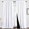 imageNICETOWN 100 Blackout Window Curtain Panels Cold and Full Light Blocking Drapes with Black Liner for Nursery 84 Inches Drop Thermal Insulated Draperies Pure White 2 Pieces 52 inches WidePure White