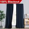 imageNICETOWN 100 Blackout Window Curtain Panels Cold and Full Light Blocking Drapes with Black Liner for Nursery 84 Inches Drop Thermal Insulated Draperies Pure White 2 Pieces 52 inches WideNavy