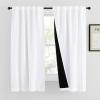 imageNICETOWN 100 Blackout Window Curtain Panels Cold and Full Light Blocking Drapes with Black Liner for Nursery 84 Inches Drop Thermal Insulated Draperies Pure White 2 Pieces 52 inches WidePure White