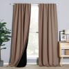 imageNICETOWN 100 Blackout Window Curtain Panels Cold and Full Light Blocking Drapes with Black Liner for Nursery 84 Inches Drop Thermal Insulated Draperies Pure White 2 Pieces 52 inches WideCappuccino