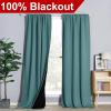 imageNICETOWN 100 Blackout Window Curtain Panels Cold and Full Light Blocking Drapes with Black Liner for Nursery 84 Inches Drop Thermal Insulated Draperies Pure White 2 Pieces 52 inches WideSea Teal