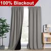 imageNICETOWN 100 Blackout Window Curtain Panels Cold and Full Light Blocking Drapes with Black Liner for Nursery 84 Inches Drop Thermal Insulated Draperies Pure White 2 Pieces 52 inches WideSilver Grey