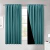 imageNICETOWN 100 Blackout Window Curtain Panels Cold and Full Light Blocking Drapes with Black Liner for Nursery 84 Inches Drop Thermal Insulated Draperies Pure White 2 Pieces 52 inches WideSea Teal