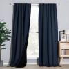 imageNICETOWN 100 Blackout Window Curtain Panels Cold and Full Light Blocking Drapes with Black Liner for Nursery 84 Inches Drop Thermal Insulated Draperies Pure White 2 Pieces 52 inches WideNavy