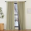 imageNICETOWN 2 Panels Faux Linen 100 Blackout Curtains for Living Room Rod PocketBack TabHook Belt Room Darkening Window Treatment with Liner Thermal Curtains for Bedroom Natural W50 x L96Beige