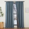imageNICETOWN 2 Panels Faux Linen 100 Blackout Curtains for Living Room Rod PocketBack TabHook Belt Room Darkening Window Treatment with Liner Thermal Curtains for Bedroom Natural W50 x L96Mist Blue