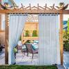 imageNICETOWN 2 Panels Indoor Outdoor Waterproof Patio Curtains Sticky Tab Top Soft Voile Sheer Vertical Indoor Outdoor Drapes Easy Hanging for PorchCabana Ivory W54 x L96Turquoise