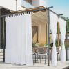 imageNICETOWN 2 Panels Indoor Outdoor Waterproof Patio Curtains Sticky Tab Top Soft Voile Sheer Vertical Indoor Outdoor Drapes Easy Hanging for PorchCabana Ivory W54 x L96White