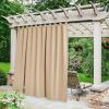 imageNICETOWN 2 Panels Outdoor Curtains for Patio Waterproof 84quot Long Detachable Sticky Tab Top Thermal Insulated Privacy Sun Blocking ampamp UV Protection Drapes for PorchPergola Biscotti Beige W52 x L84Biscotti Beige