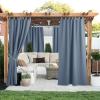imageNICETOWN 2 Panels Outdoor Curtains for Patio Waterproof 84quot Long Detachable Sticky Tab Top Thermal Insulated Privacy Sun Blocking ampamp UV Protection Drapes for PorchPergola Biscotti Beige W52 x L84Stone Blue