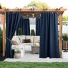 imageNICETOWN 2 Panels Outdoor Curtains for Patio Waterproof 84quot Long Detachable Sticky Tab Top Thermal Insulated Privacy Sun Blocking ampamp UV Protection Drapes for PorchPergola Biscotti Beige W52 x L84Navy Blue
