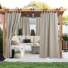 imageNICETOWN 2 Panels Outdoor Curtains for Patio Waterproof 84quot Long Detachable Sticky Tab Top Thermal Insulated Privacy Sun Blocking ampamp UV Protection Drapes for PorchPergola Biscotti Beige W52 x L84Natural