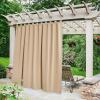 imageNICETOWN 2 Panels Outdoor Curtains for Patio Waterproof 84quot Long Detachable Sticky Tab Top Thermal Insulated Privacy Sun Blocking ampamp UV Protection Drapes for PorchPergola Biscotti Beige W52 x L84Biscotti Beige