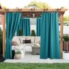 imageNICETOWN 2 Panels Outdoor Curtains for Patio Waterproof 84quot Long Detachable Sticky Tab Top Thermal Insulated Privacy Sun Blocking ampamp UV Protection Drapes for PorchPergola Biscotti Beige W52 x L84Peacock Teal