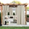 imageNICETOWN 2 Panels Outdoor Curtains for Patio Waterproof 84quot Long Detachable Sticky Tab Top Thermal Insulated Privacy Sun Blocking ampamp UV Protection Drapes for PorchPergola Biscotti Beige W52 x L84Beige
