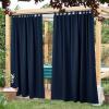 imageNICETOWN 2 Panels Outdoor Curtains for Patio Waterproof 84quot Long Detachable Sticky Tab Top Thermal Insulated Privacy Sun Blocking ampamp UV Protection Drapes for PorchPergola Biscotti Beige W52 x L84Navy Blue