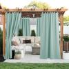 imageNICETOWN 2 Panels Outdoor Curtains for Patio Waterproof 84quot Long Detachable Sticky Tab Top Thermal Insulated Privacy Sun Blocking ampamp UV Protection Drapes for PorchPergola Biscotti Beige W52 x L84Aqua Blue