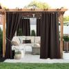 imageNICETOWN 2 Panels Outdoor Curtains for Patio Waterproof 84quot Long Detachable Sticky Tab Top Thermal Insulated Privacy Sun Blocking ampamp UV Protection Drapes for PorchPergola Biscotti Beige W52 x L84Brown