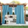 imageNICETOWN 2 Panels Outdoor Curtains for Patio Waterproof 84quot Long Detachable Sticky Tab Top Thermal Insulated Privacy Sun Blocking ampamp UV Protection Drapes for PorchPergola Biscotti Beige W52 x L84Teal Blue