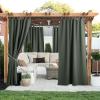imageNICETOWN 2 Panels Outdoor Curtains for Patio Waterproof 84quot Long Detachable Sticky Tab Top Thermal Insulated Privacy Sun Blocking ampamp UV Protection Drapes for PorchPergola Biscotti Beige W52 x L84Greyish Green