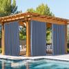 imageNICETOWN 2 Panels Outdoor Curtains for Patio Waterproof Top ampamp Bottom Fixed Waterproof Outdoor Drapes with Free Rope Privacy Sun Blocking Shades for Gazebo Pergolas Biscotti Beige W52 x L84Stone Blue