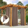 imageNICETOWN 2 Panels Outdoor Curtains for Patio Waterproof Top ampamp Bottom Fixed Waterproof Outdoor Drapes with Free Rope Privacy Sun Blocking Shades for Gazebo Pergolas Biscotti Beige W52 x L84Tan