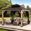 imageNICETOWN 4 Panels 10 x 10 Gazebo Curtains for Patio Wateroof Grommet Universal Replacement Privacy Windowproof Canopy Sidewall Outdoor Curtains with Tiebacks ampamp Double Slider Zipper TaupeBlack