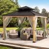 imageNICETOWN 4 Panels 10 x 10 Gazebo Curtains for Patio Wateroof Grommet Universal Replacement Privacy Windowproof Canopy Sidewall Outdoor Curtains with Tiebacks ampamp Double Slider Zipper TaupeTaupe