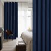 imageNICETOWN Accordion Blackout Door Curtains for Doorway Thermal Insulated Privacy Closet Curtains Room Divider Sliding Door Shade for Living RoomBathroomBedroom 1 Panel with Hooks W38 x L80 GreyNavy