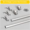 imageNICETOWN Antique White Curtain Rods for Window 48 to 86 inch Decorative 1 18 inch Diameter Single Strong Curtain Rod with Trophy Design for FarmhouseLiving RoomSatin Nickel