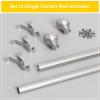 imageNICETOWN Antique White Curtain Rods for Window 48 to 86 inch Decorative 1 18 inch Diameter Single Strong Curtain Rod with Trophy Design for FarmhouseLiving RoomSatin Nickel