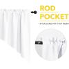 imageNICETOWN Blackout Window Treatment Pole Pocket Kitchen Tier Curtains Tailored Scalloped ValanceSwags for Living Room One Pair 36 Wide by 63inches Long Each Panel GreyPure White
