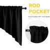 imageNICETOWN Blackout Window Treatment Pole Pocket Kitchen Tier Curtains Tailored Scalloped ValanceSwags for Living Room One Pair 36 Wide by 63inches Long Each Panel GreyBlack