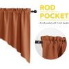 imageNICETOWN Blackout Window Treatment Pole Pocket Kitchen Tier Curtains Tailored Scalloped ValanceSwags for Living Room One Pair 36 Wide by 63inches Long Each Panel GreyBurnt Orange