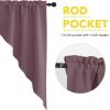 imageNICETOWN Blackout Window Treatment Pole Pocket Kitchen Tier Curtains Tailored Scalloped ValanceSwags for Living Room One Pair 36 Wide by 63inches Long Each Panel GreyDry Rose