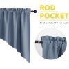 imageNICETOWN Blackout Window Treatment Pole Pocket Kitchen Tier Curtains Tailored Scalloped ValanceSwags for Living Room One Pair 36 Wide by 63inches Long Each Panel GreyStone Blue