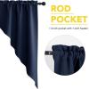 imageNICETOWN Blackout Window Treatment Pole Pocket Kitchen Tier Curtains Tailored Scalloped ValanceSwags for Living Room One Pair 36 Wide by 63inches Long Each Panel GreyNavy