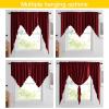 imageNICETOWN Blackout Window Treatment Pole Pocket Kitchen Tier Curtains Tailored Scalloped ValanceSwags for Living Room One Pair 36 Wide by 63inches Long Each Panel GreyBurgundy Red