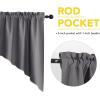 imageNICETOWN Blackout Window Treatment Pole Pocket Kitchen Tier Curtains Tailored Scalloped ValanceSwags for Living Room One Pair 36 Wide by 63inches Long Each Panel GreyGrey