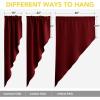 imageNICETOWN Blackout Window Treatment Pole Pocket Kitchen Tier Curtains Tailored Scalloped ValanceSwags for Living Room One Pair 36 Wide by 63inches Long Each Panel GreyBurgundy Red